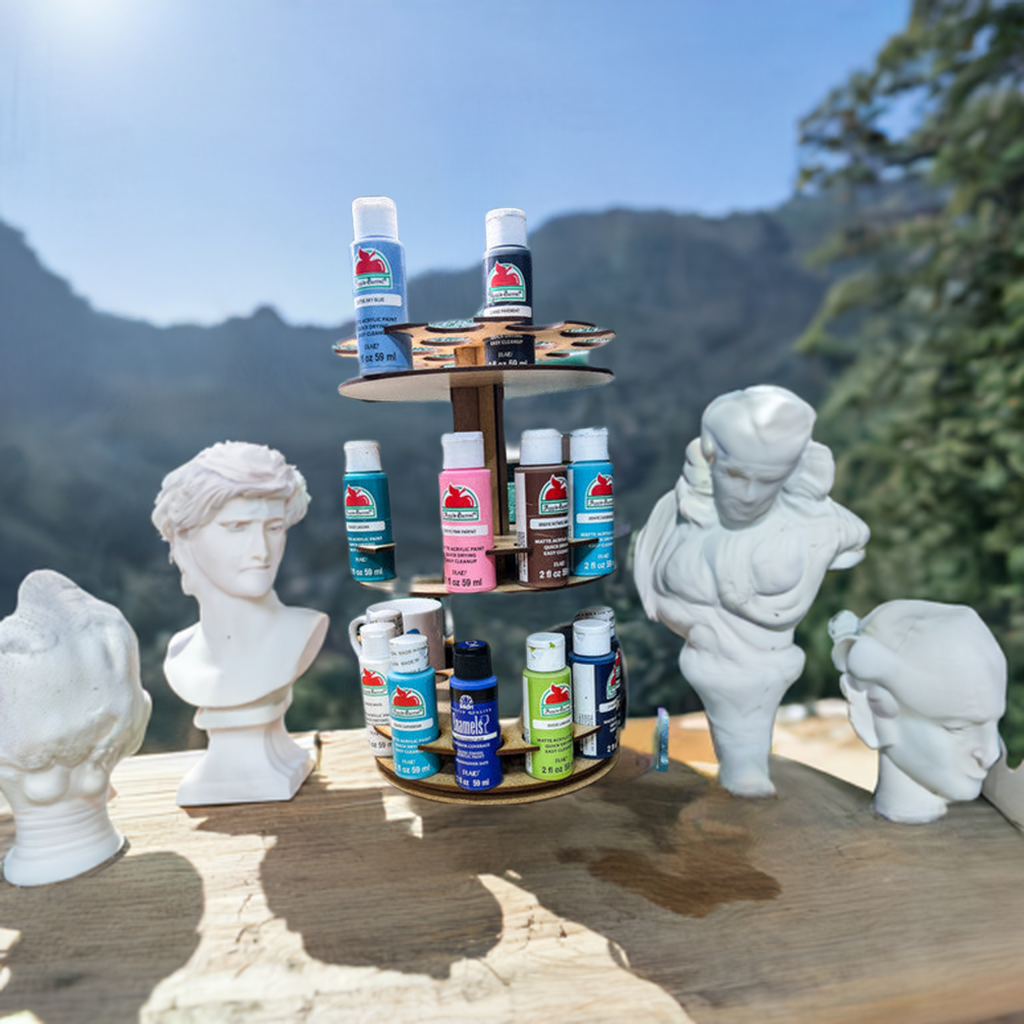 Rotating Paint Rack - For 2oz Craft Paints - Apple Barrel, Folk Art, Etc