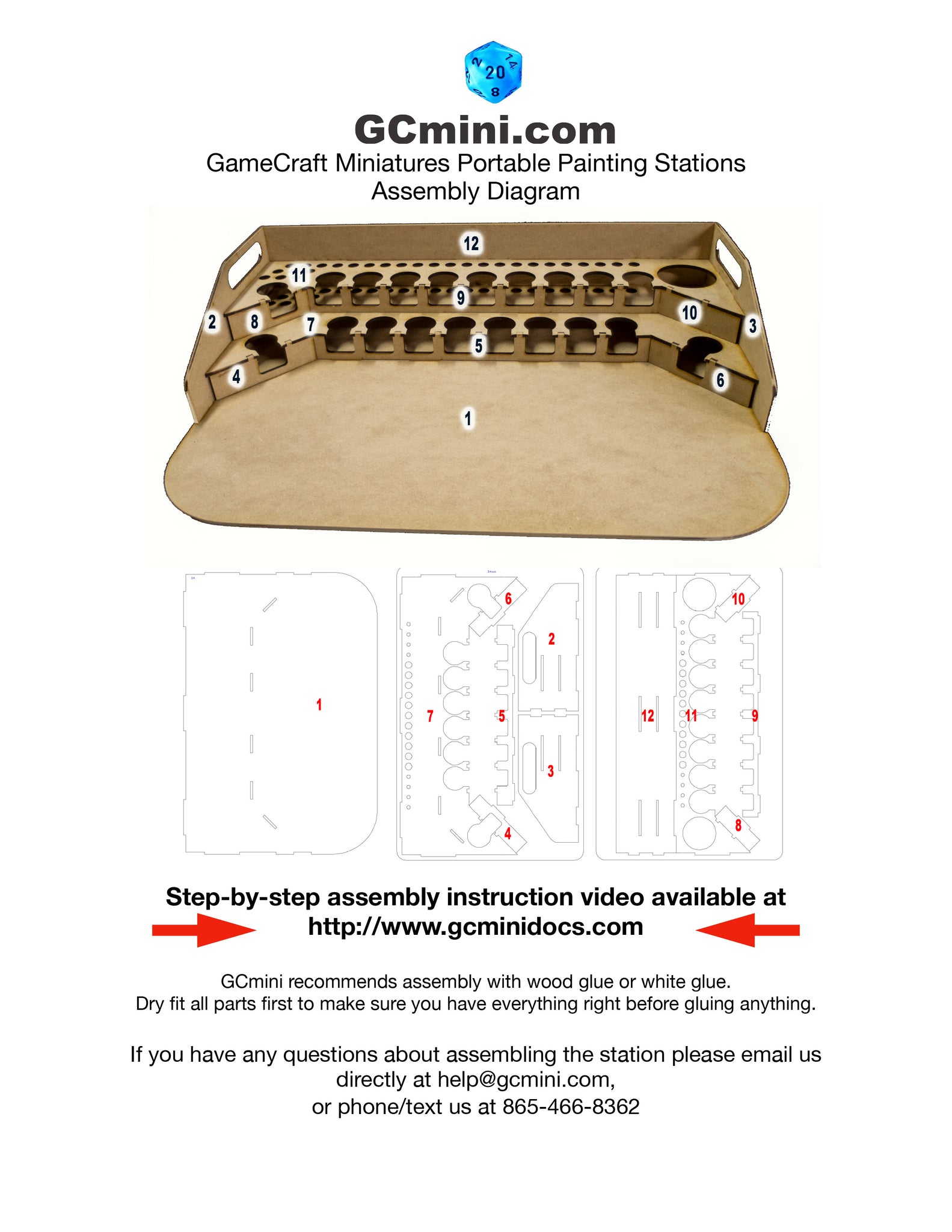 GameCraft Miniatures Painting Station V2 - Holds 25 Citadel Paint Pots, Brushes & Tools